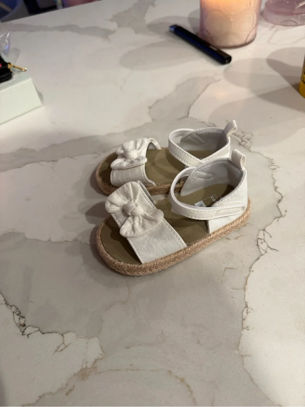 Carter's White Baby Girl Bow Espadrille Sandals
